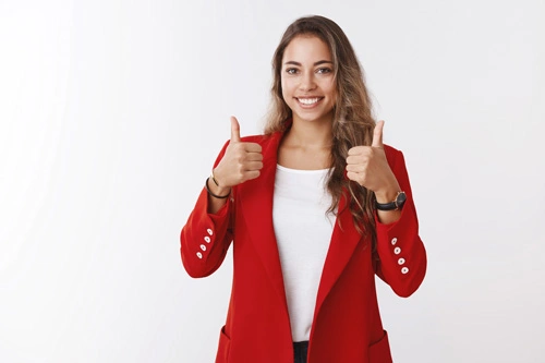 nice-job-well-done-great-proud-good-looking-satisfied-female-entrepreneur-showing-thumbs-up-smiling-delighted-pleased-seeing-good-result-encouraging-assitant-keep-up-liking-plan-approving